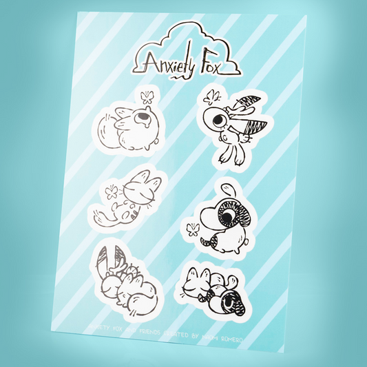 Anxiety Fox and Friends Sticker Sheet