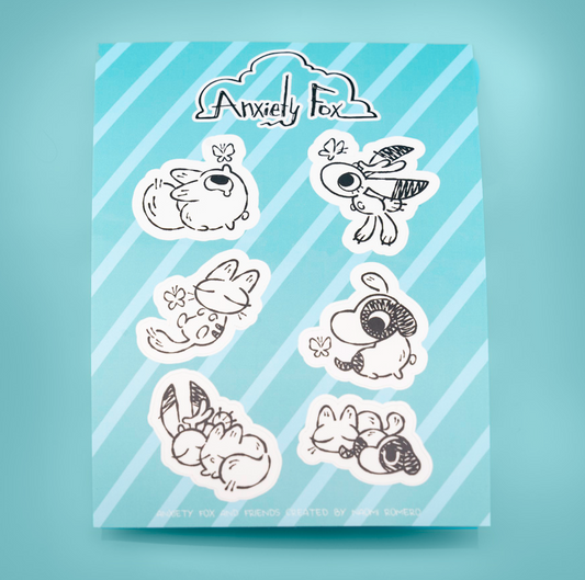 Anxiety Fox and Friends Sticker Sheet