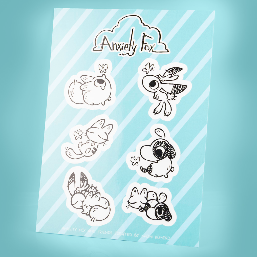 Anxiety Fox and Friends Sticker Sheet