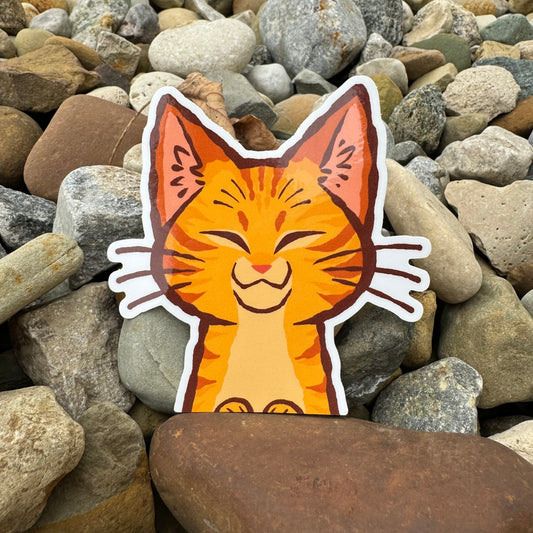 Orange Ginger Cat Vinyl Peeker Sticker