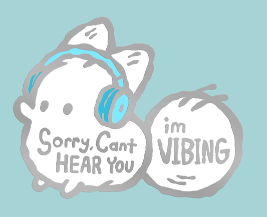 Anxiety Fox Enamel Pin - Sorry, cant hear you, I'm vibing